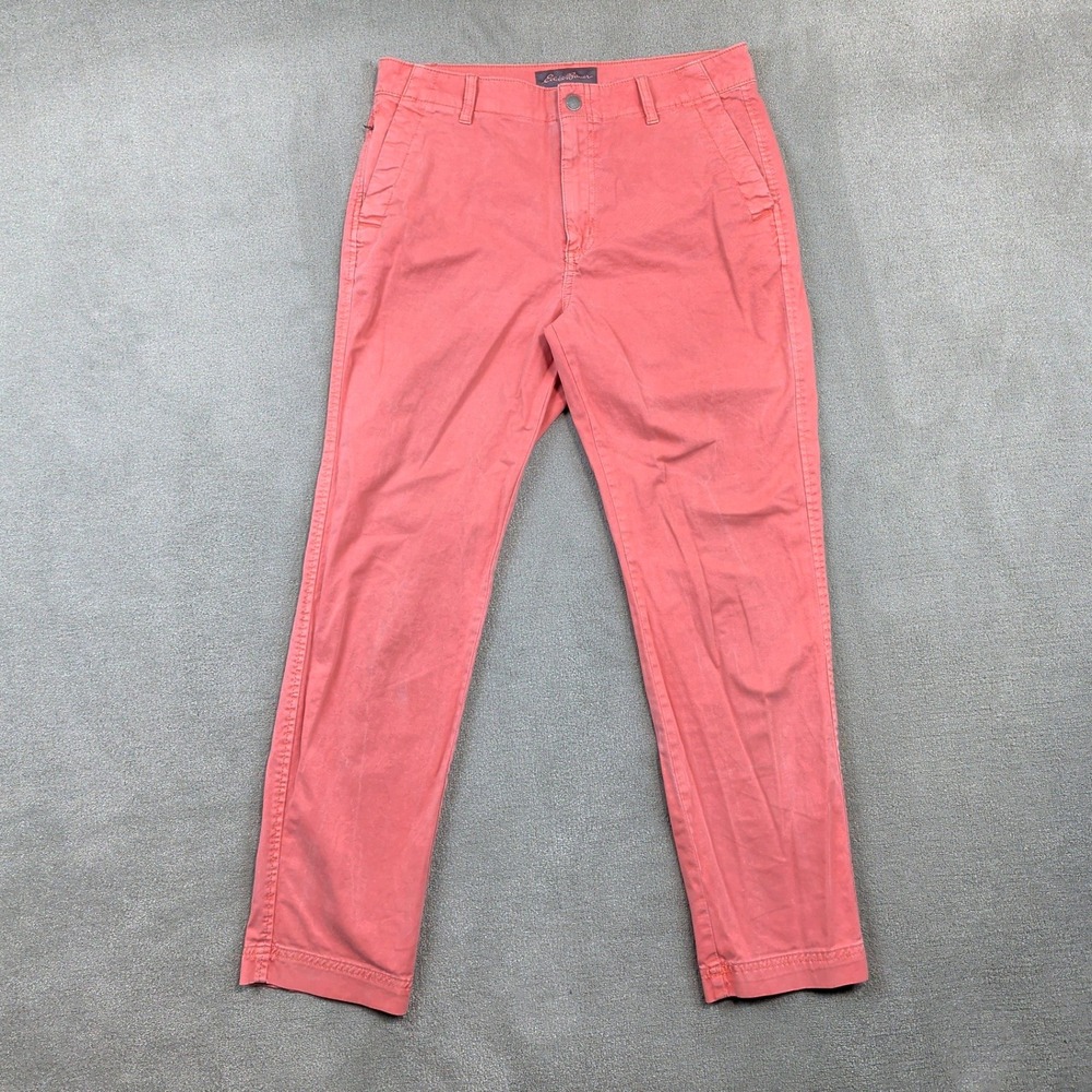 Eddie Bauer Size T8 Women Coral Pink Cotton Stretch Straight Leg Chino Pants